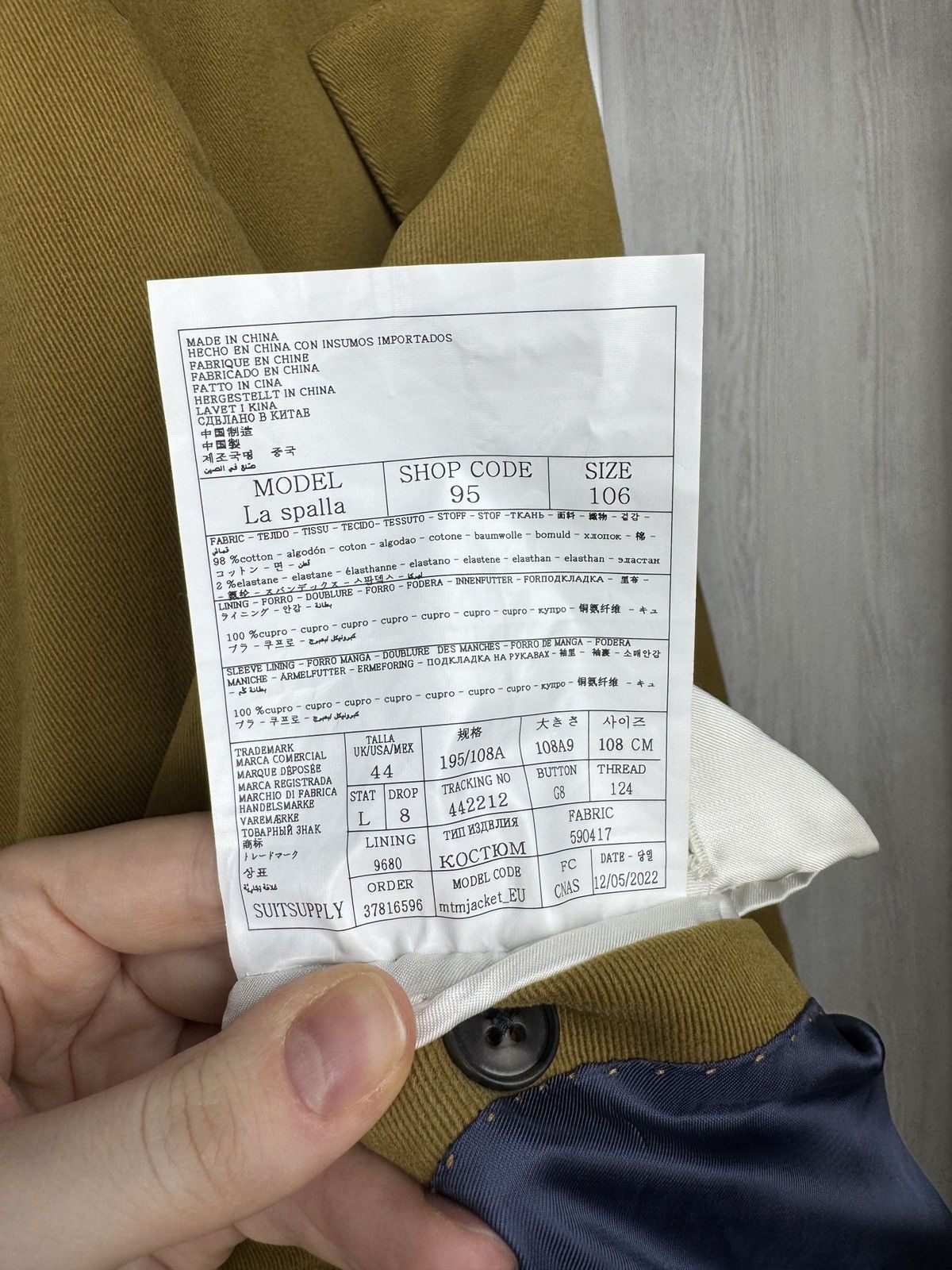 Suitsupply Suitsupply Caccioppoli Cotton Mustard lined blazer size 44 Size 44L - 10 Thumbnail