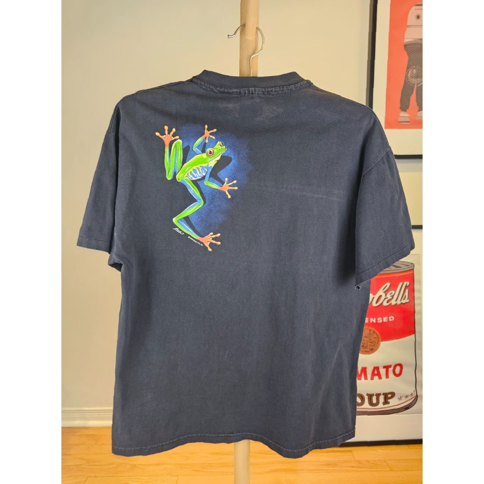 Hanes VINTAGE 91' FROG KEN DREWKE 2 SIDE PRINT SINGLE STITCH BLACK COTTON T-SHIRT SZ L Size US L / EU 52-54 / 3 - 7 Thumbnail
