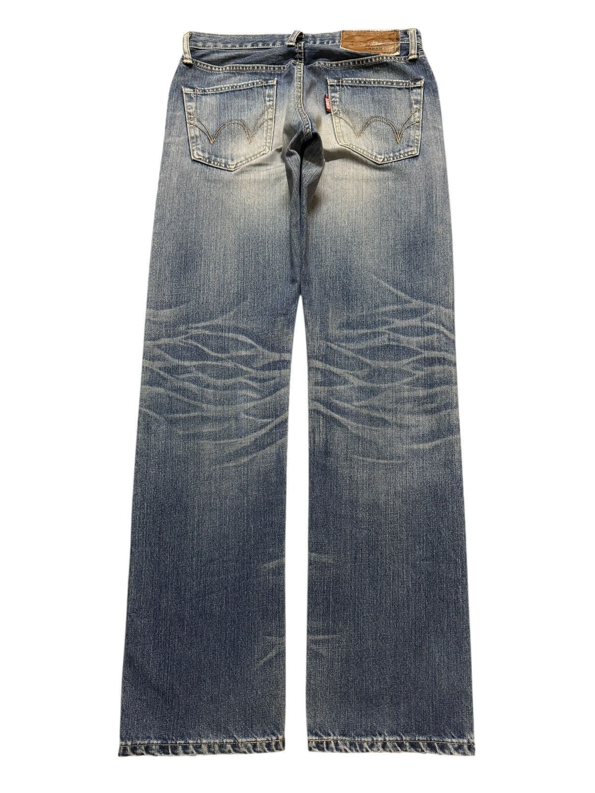 Edwin Vintage 90s Japan Edwin XV Blue Faded Wash Distress Straight Size US 31 - 2 Thumbnail