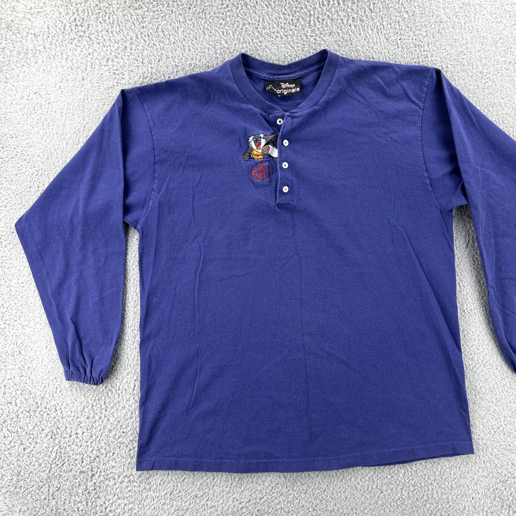 Vintage VINTAGE Disney Originals Long Sleeve Henley Shirt Mens Large Purple Rafiki USA 90s Size US L / EU 52-54 / 3 - 3 Thumbnail