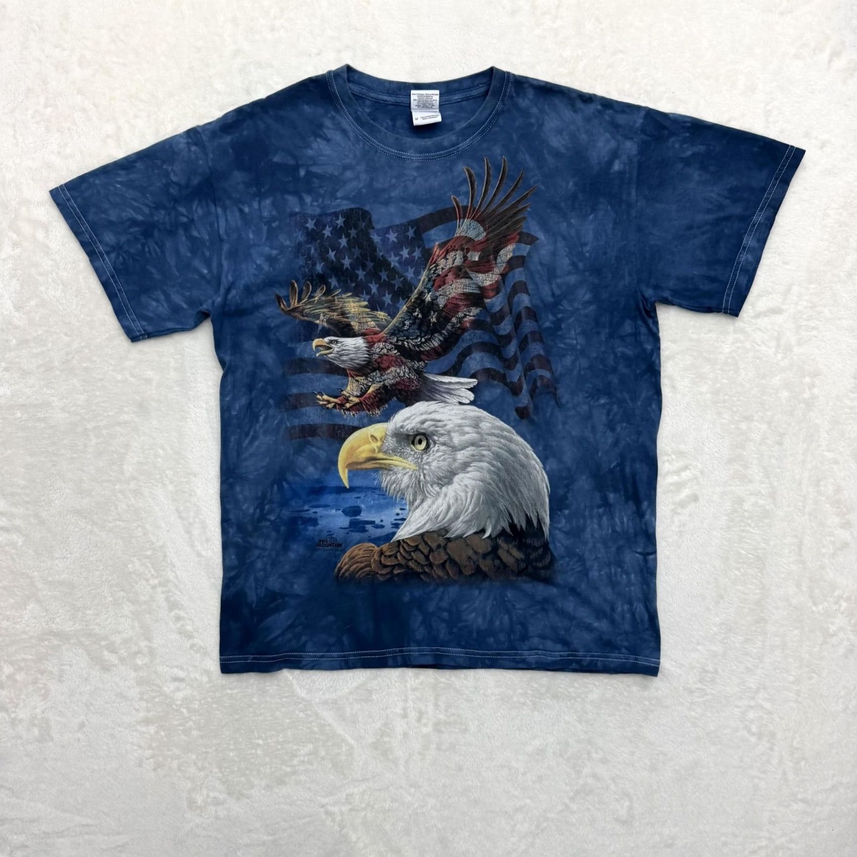 Gildan Gildan Mountain Shirt Mens Medium Blue Eagle American Flag Tie Dye Patriotic USA Crew Neck Short Sleeve Graphic Print Size US M / EU 48-50 / 2 - 2 Thumbnail