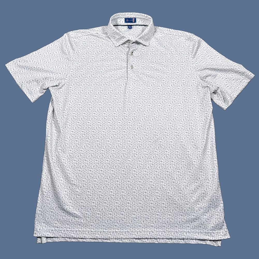 Stitch Polo Shirt Mens Large Gray Patterned Golf Stretch Comfort Athletic Peru