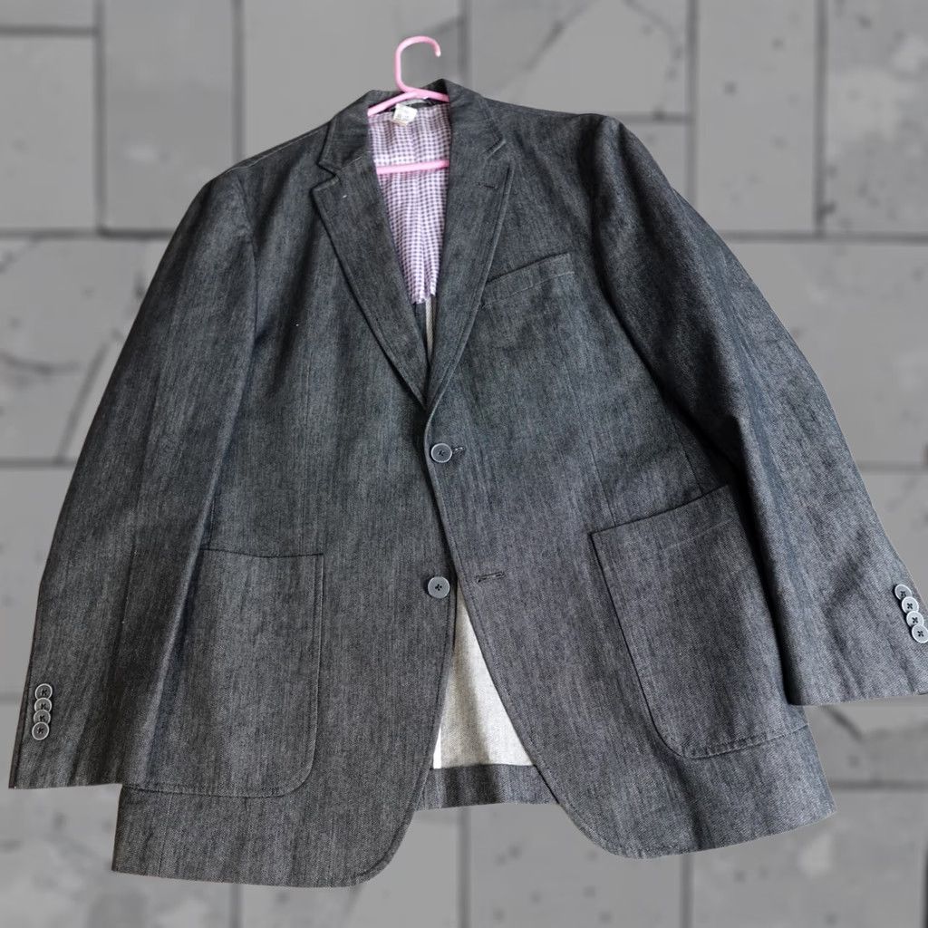 Denime Bullock & Jones Sport Coat 42R Gray Unstructured Denim Chambray Jacket/Court/Coat Notch Lapel 2-Button Single-Breasted Casual Wedding Mens Canada Size US XS / EU 42 / 0 - 1 Thumbnail