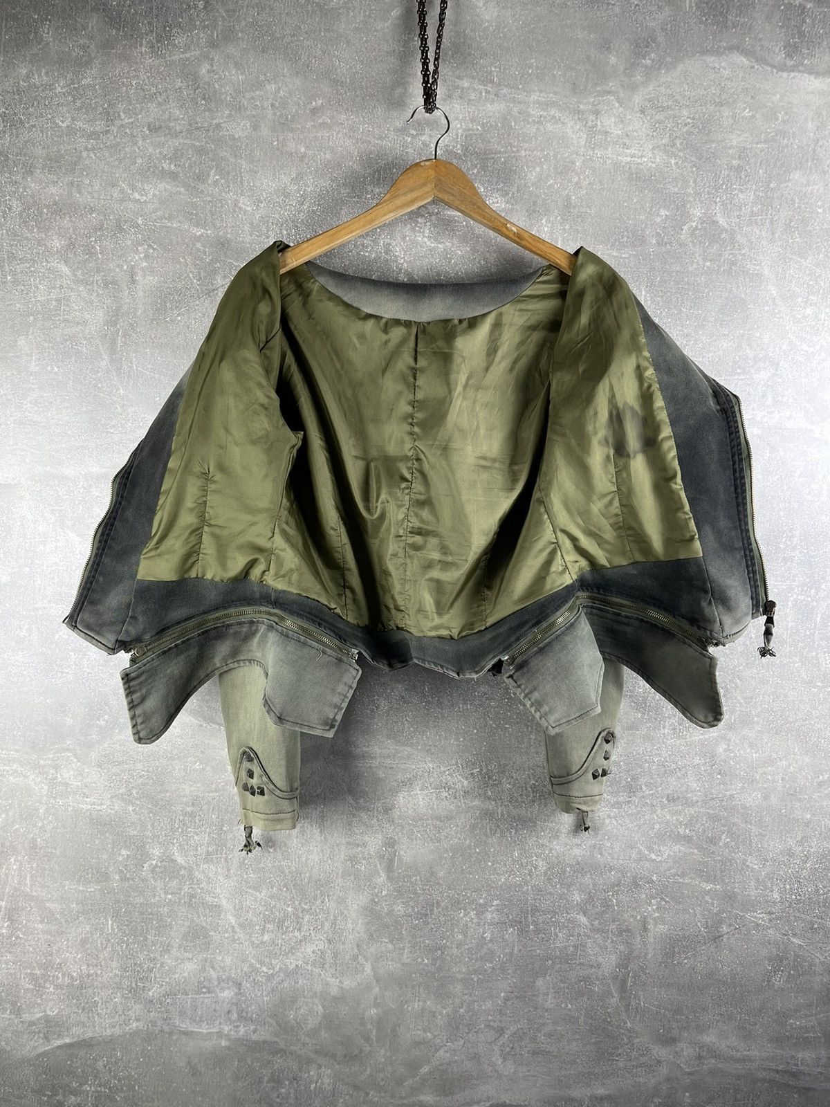 Other Y2K Avant Garde Faded Japanese Cropped Jacket Green Washed Size L / US 10 / IT 46 - 17 Thumbnail