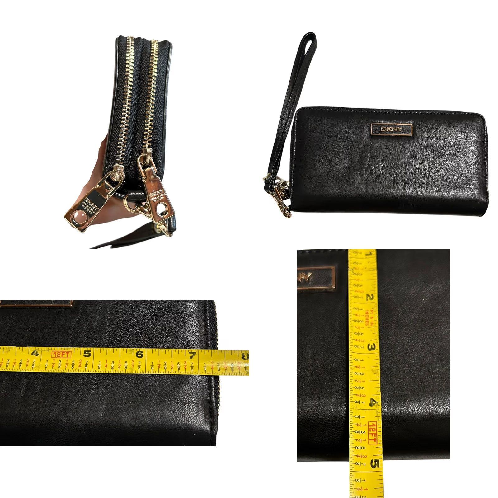 DKNY DKNY WALLET SHINY LEATHER WRISTLET BLACK WOMEN'S ONE SIZE Size ONE SIZE - 8 Thumbnail