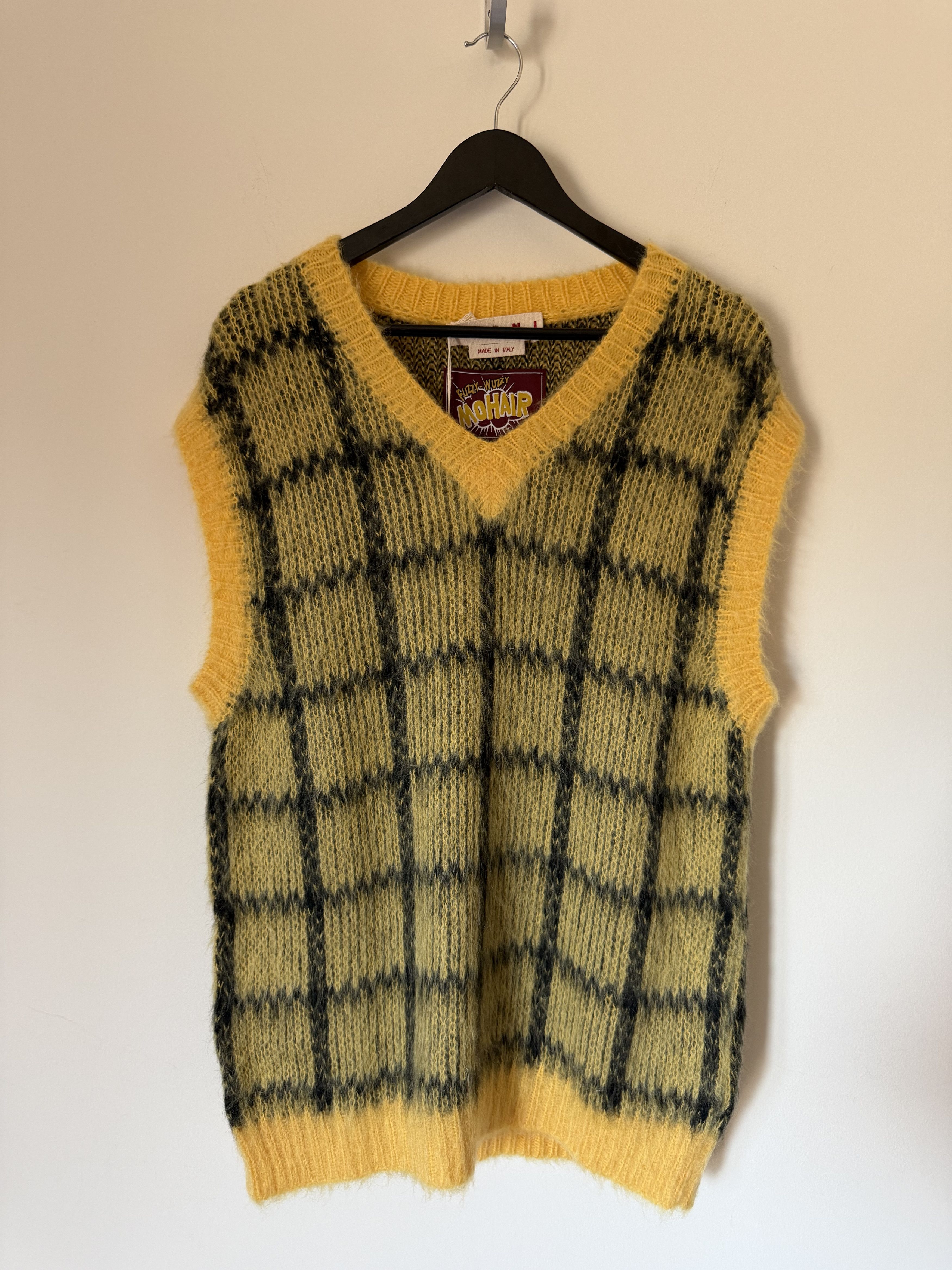 Marni Marni Brushed Check Mohair Sweater Vest in Yellow Size US M / EU 48-50 / 2 - 1 Thumbnail
