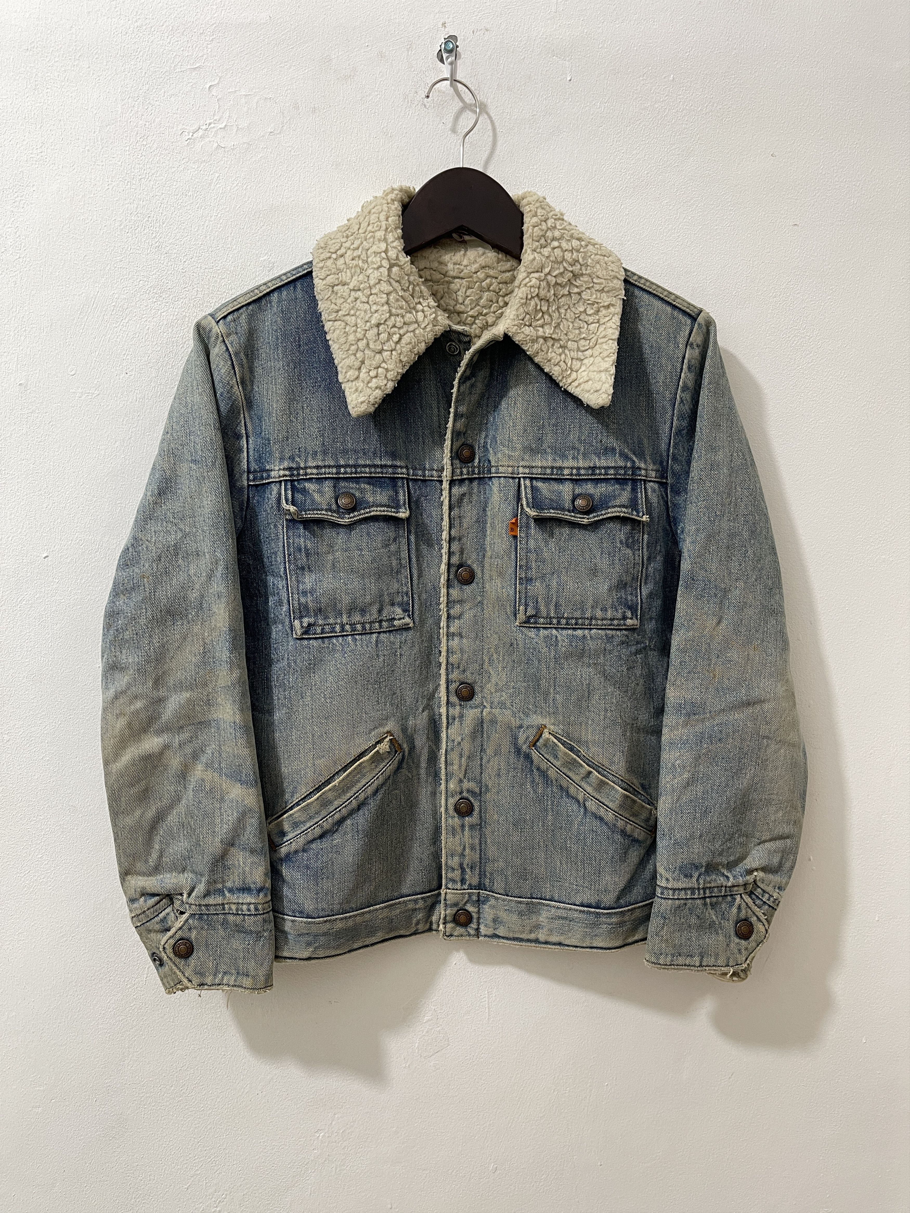 Levi's Vintage Clothing Thrashed 70s Levis Denim Rust Saddleman Jacket Size US S / EU 44-46 / 1 - 1 Thumbnail