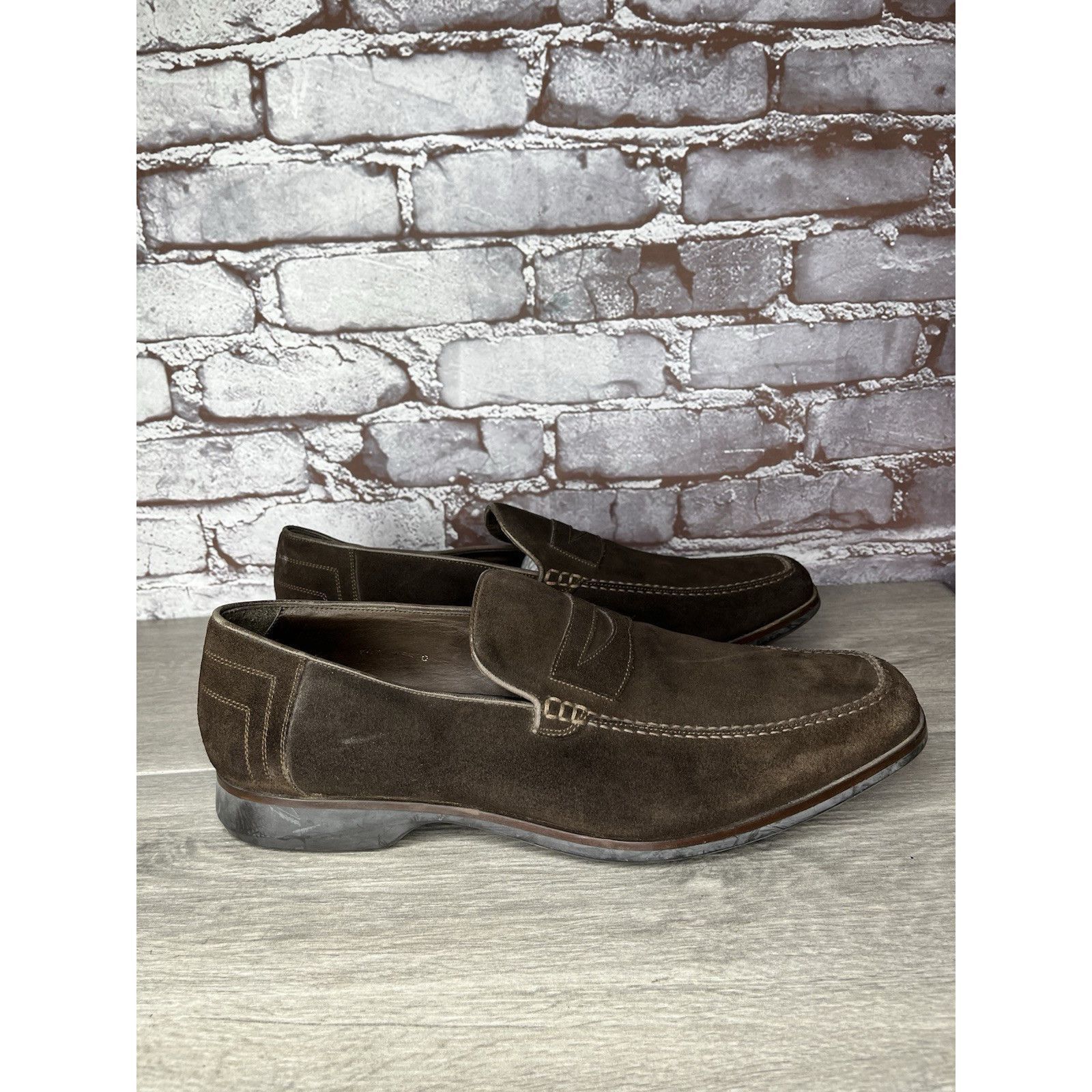 Bruno Magli Bruno Magli Brown Suede Leather Loafers Slip On Dress Shoes Size US 11.5 / EU 44-45 - 3 Thumbnail