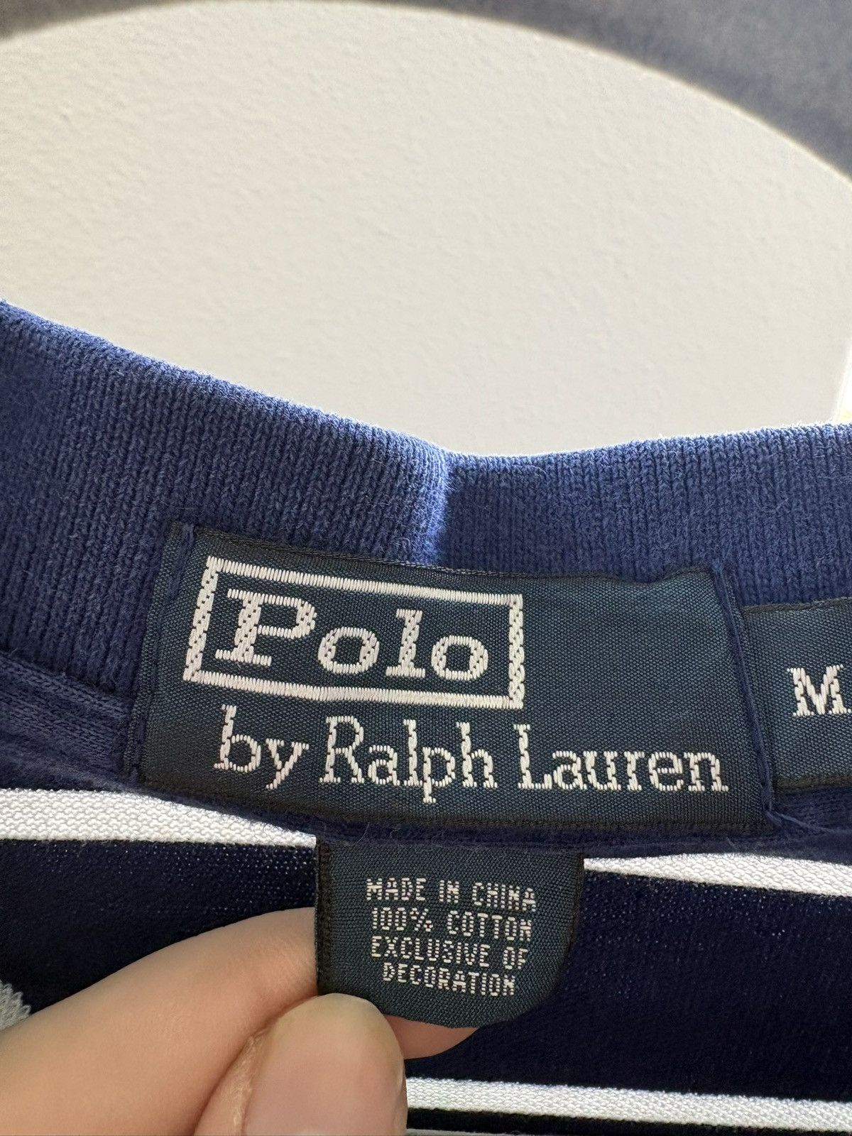 Polo Ralph Lauren Navy & White Striped Polo Green Pony Size US M / EU 48-50 / 2 - 3 Thumbnail