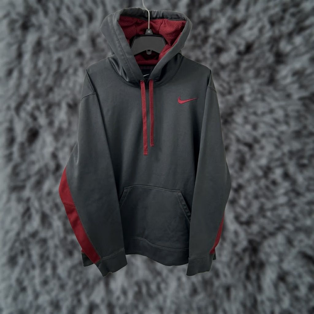 Nike Nike Therma-FIT Hoodie Mens Large Gray Red Fleece Lined Pullover L/S 465784-060 Size US L / EU 52-54 / 3 - 1 Thumbnail