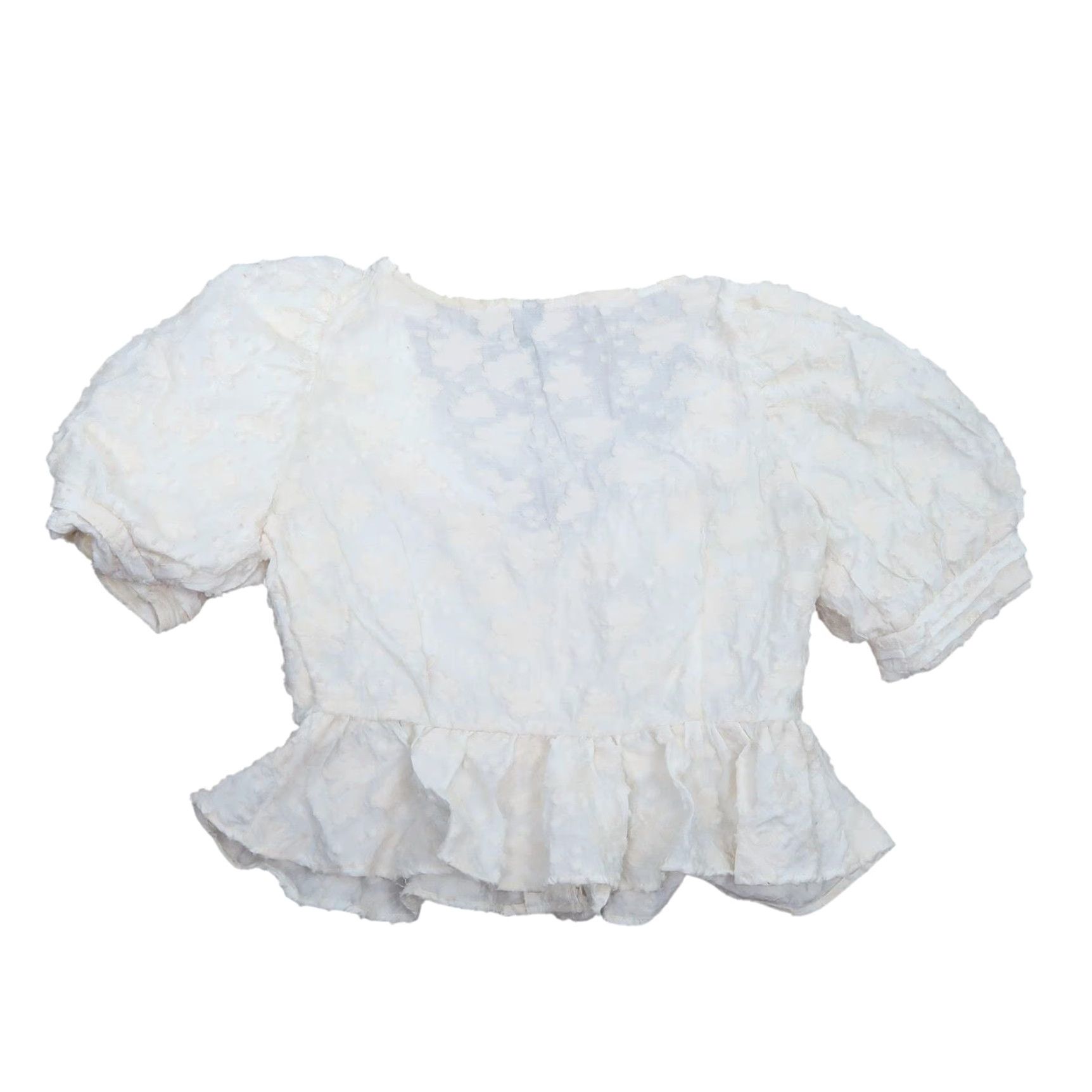 Zara VINTAGE ZARA cream floral textured peplum blouse top XS Size XS / US 0-2 / IT 36-38 - 3 Thumbnail