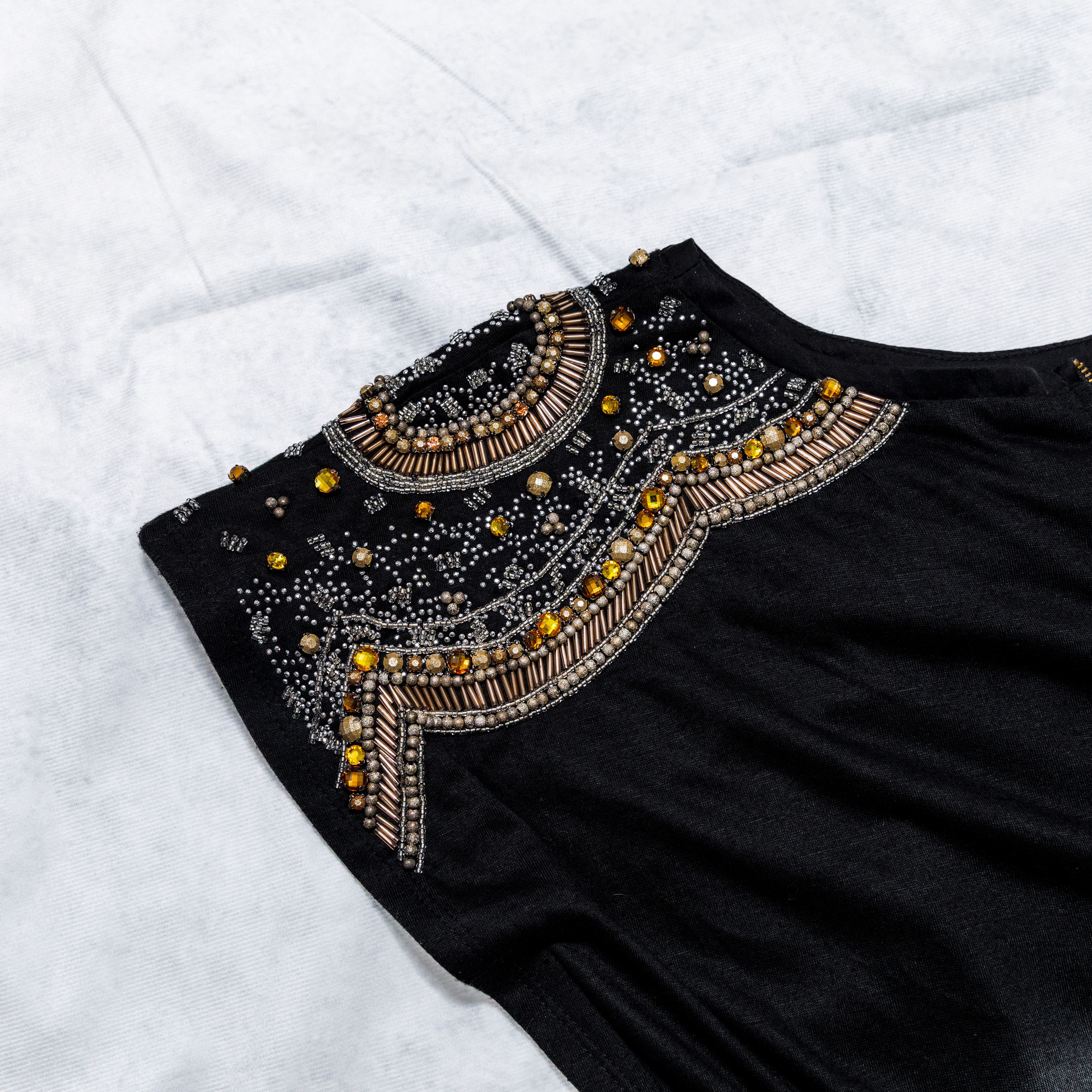 Other Isabel Lu Wool Studded Beaded Rhinestone Mini Black Dress Size S / US 4 / IT 40 - 4 Thumbnail