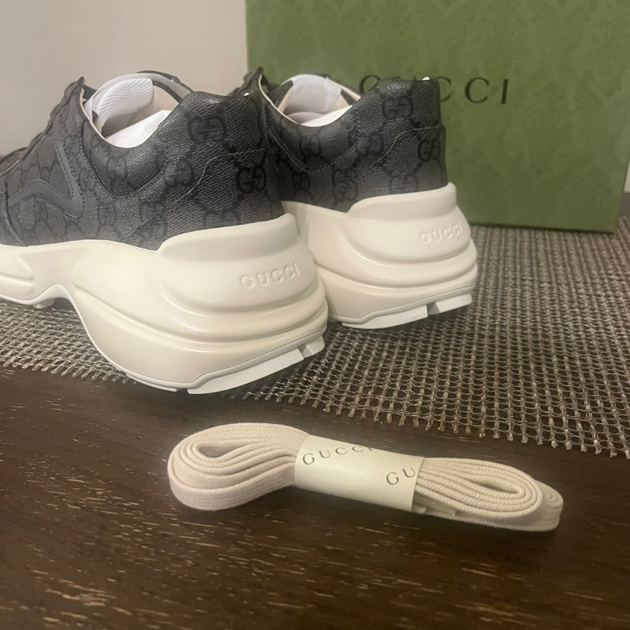 Gucci o1rshd1 Rython GG Monogram Sneaker in Grey/Black Size US 9 / EU 42 - 10 Thumbnail