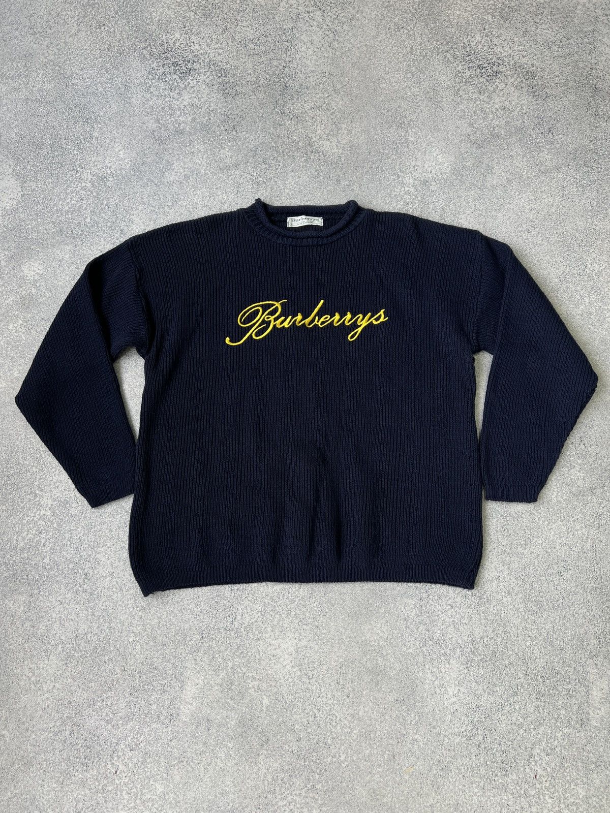 Burberry × Vintage Vintage Burberry Big Logo heavy knit sweater Size US L / EU 52-54 / 3 - 3 Thumbnail