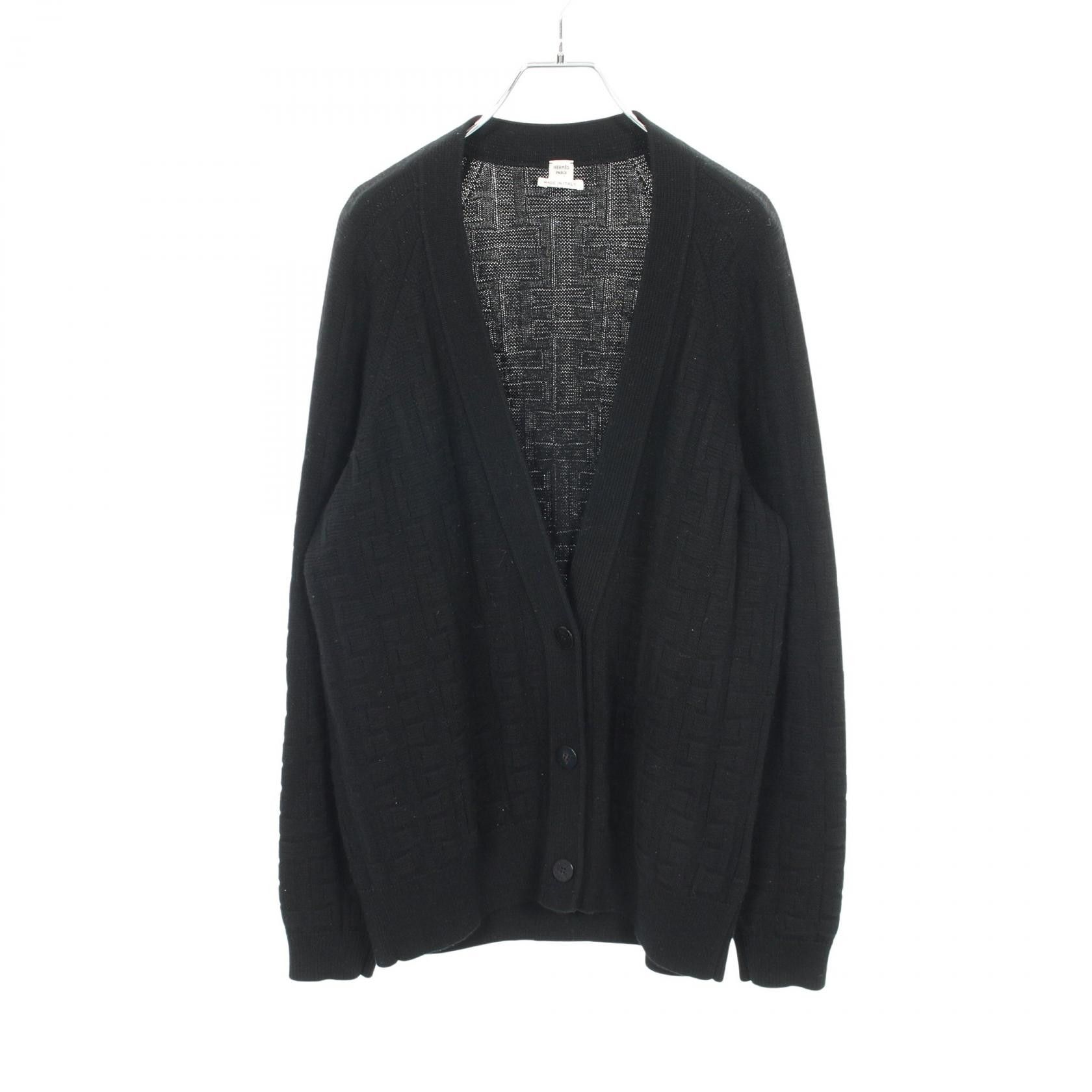 Hermes Hermes Hermes H Pattern Wool Cardigan Textile Tops DUTY FREE for USA Size ONE SIZE - 1 Thumbnail