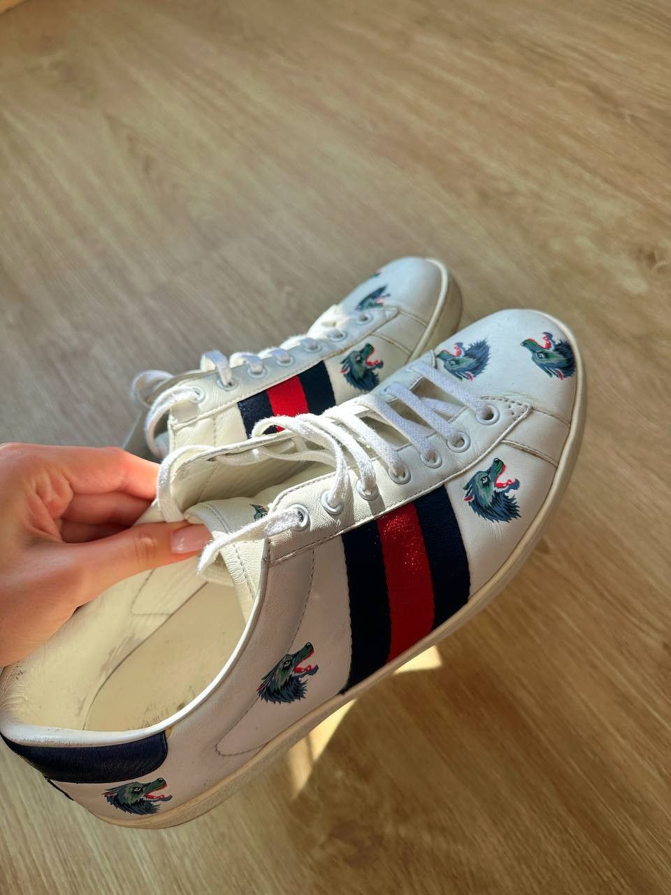 Gucci Gucci Ace Leather Wolf Size US 8.5 / EU 41-42 - 1 Thumbnail