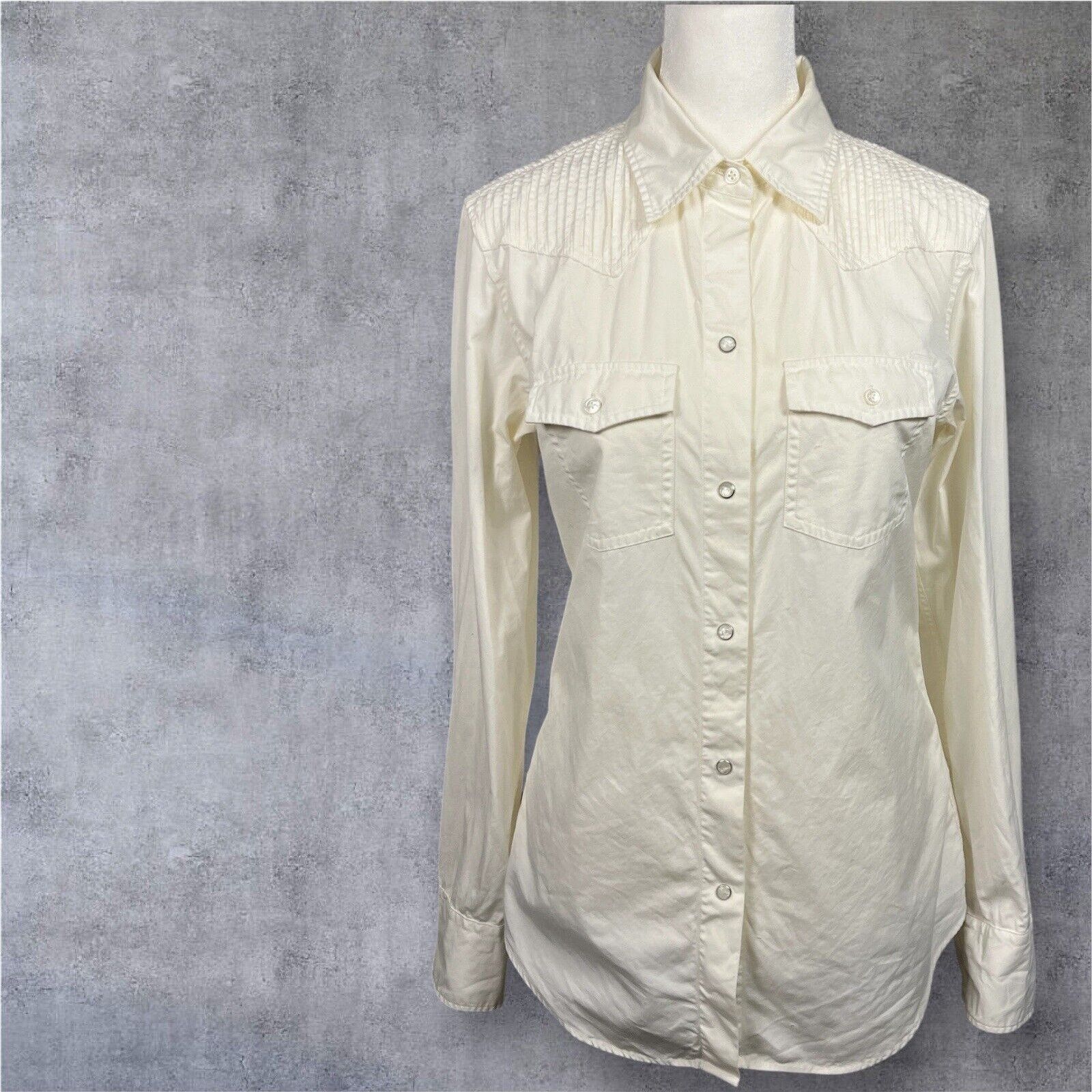 Gap Vintage GAP Pintuck Western Pearl Snap Shirt-White Y2K-Med Size M / US 6-8 / IT 42-44 - 6 Thumbnail