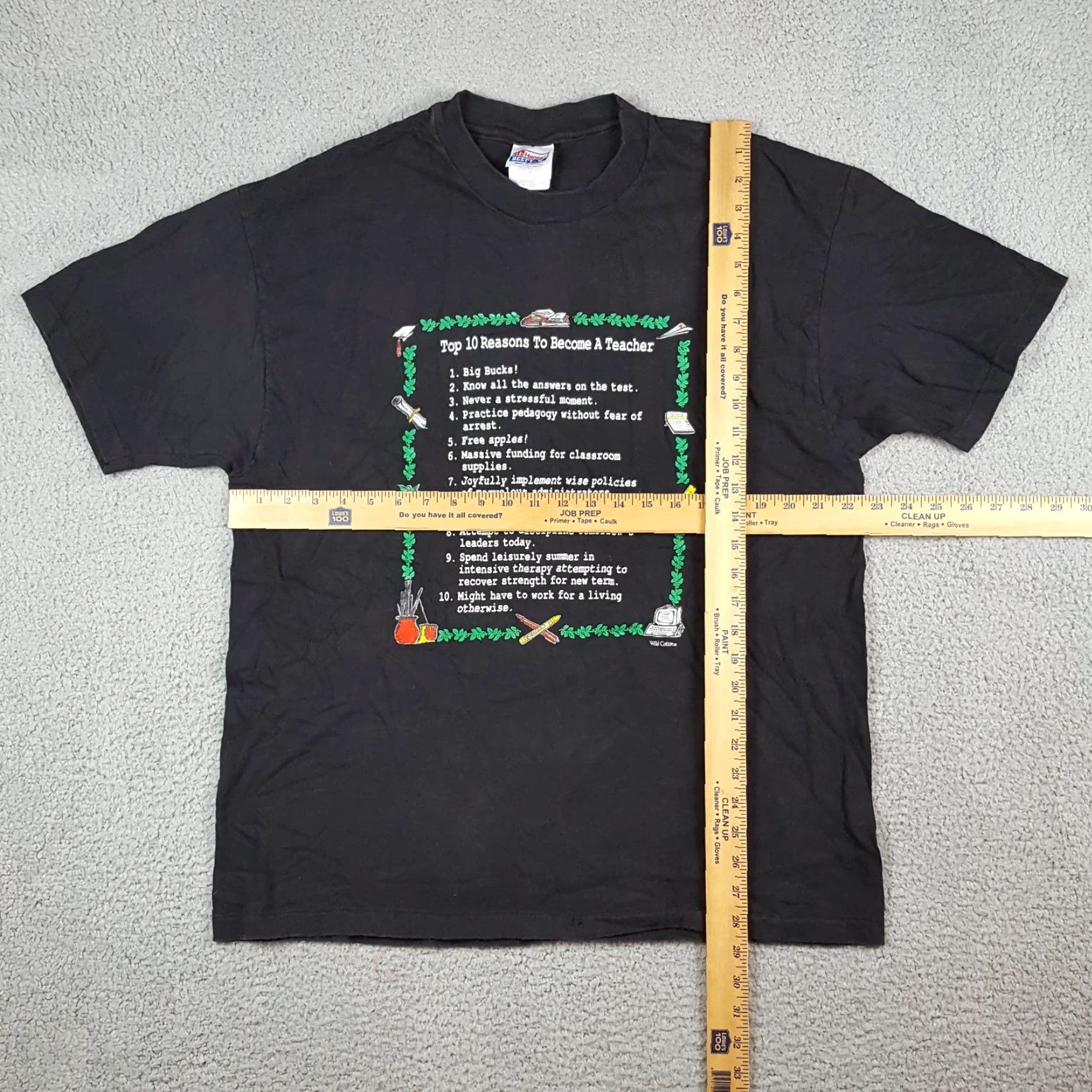 Hanes VINTAGE Hanes T-Shirt Mens 90s College Funny School Teacher Reasons Black XL Size US XL / EU 56 / 4 - 8 Thumbnail