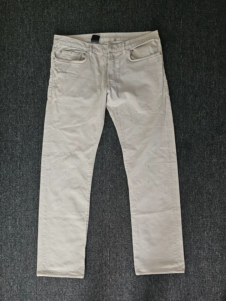 Dior Beige Paint Splatter Casual Jeans-yf
