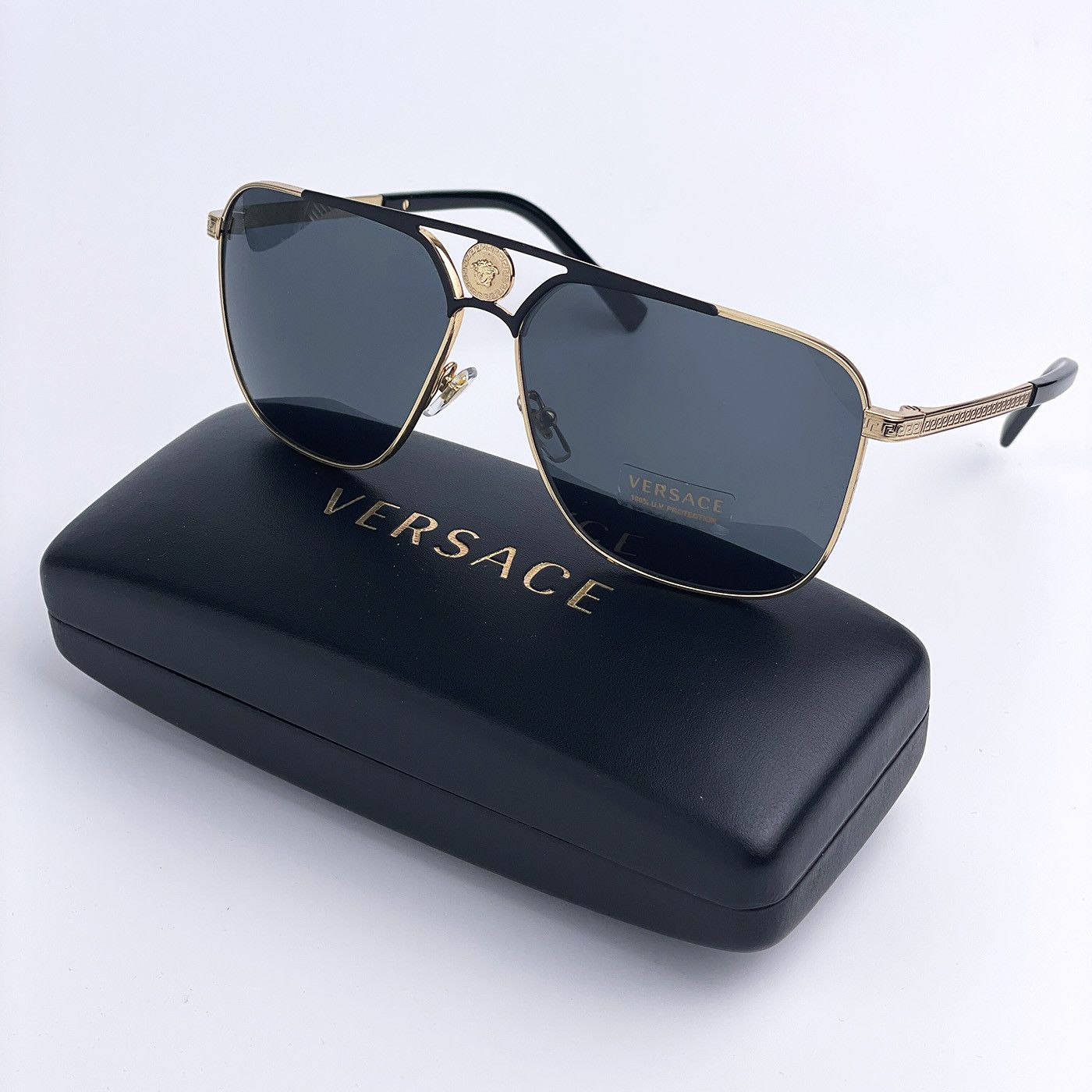 Versace NEW Versace VE2238 143687 Rectangle Metal Unisex Sunglasses Size ONE SIZE - 1 Thumbnail