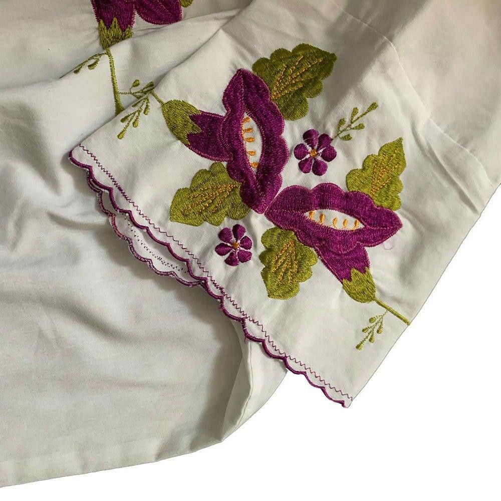 Designer Pre Owned Mexican White Hand Made Embroidered Dress L Size L / US 10 / IT 46 - 4 Thumbnail