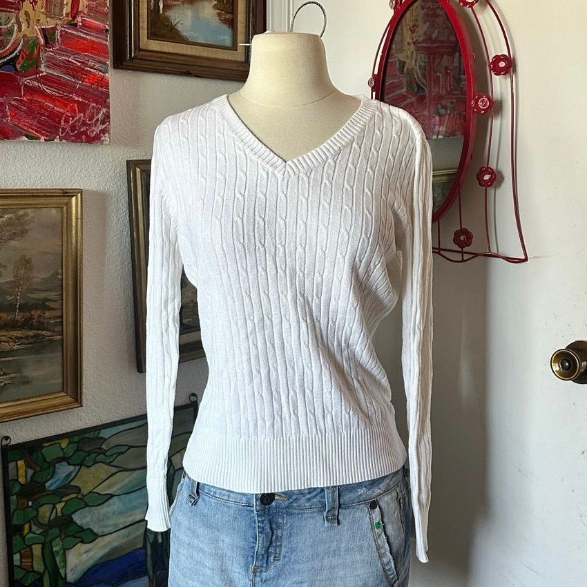 Merona merona white knit long sleeve sweater Size M / US 6-8 / IT 42-44 - 1 Thumbnail