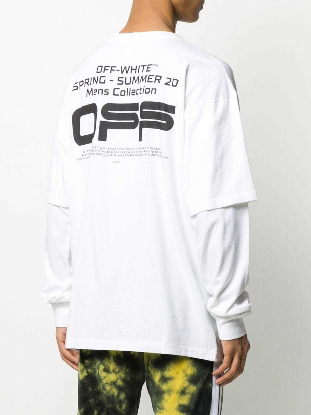 Off-White White Wavy Line Logo Oversized Double Layer T-Shirt Size US M / EU 48-50 / 2 - 2 Thumbnail