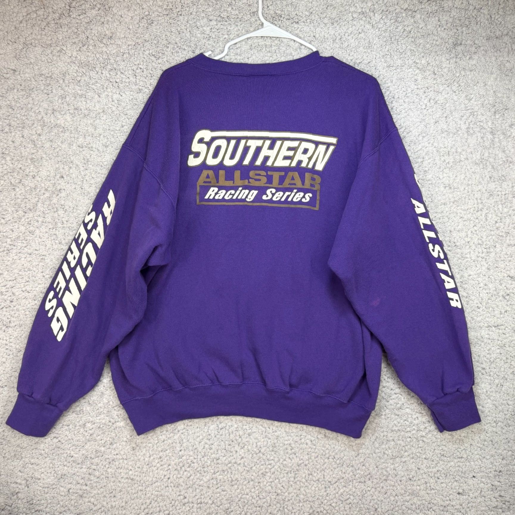 Tultex VTG 90s Southern All Star Racing Series Sweatshirt Men's XL Pullover Made In USA Purple Crew Neck Graphic Print Embroidered Logo Tultex Size US XL / EU 56 / 4 - 3 Thumbnail