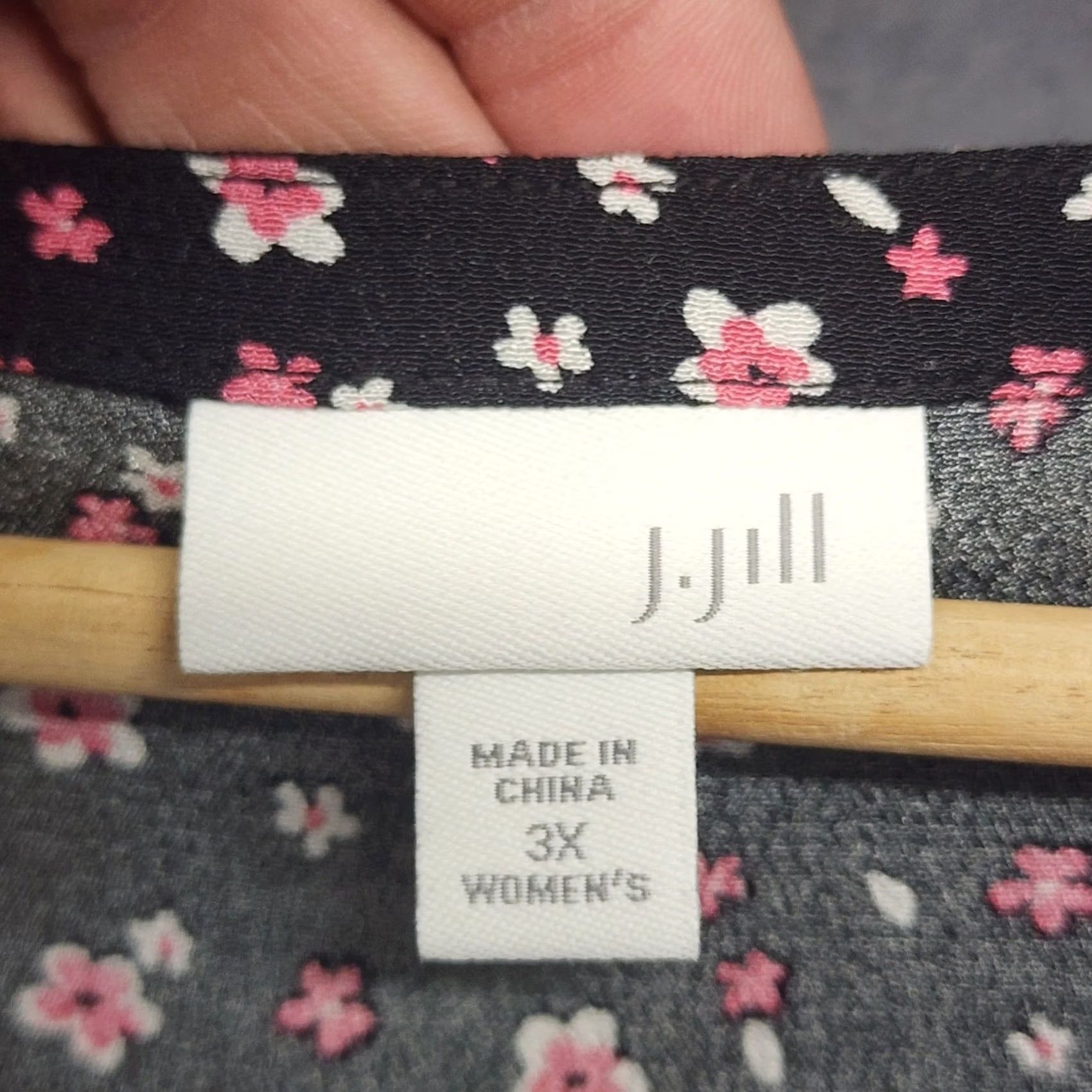 J. Jill J.Jill Blouse Shirt 3X Plus Womens Floral Tunic Boho Peplum Hem Black Pink Rayon Size XXL / US 16-18 / IT 52-54 - 3 Thumbnail