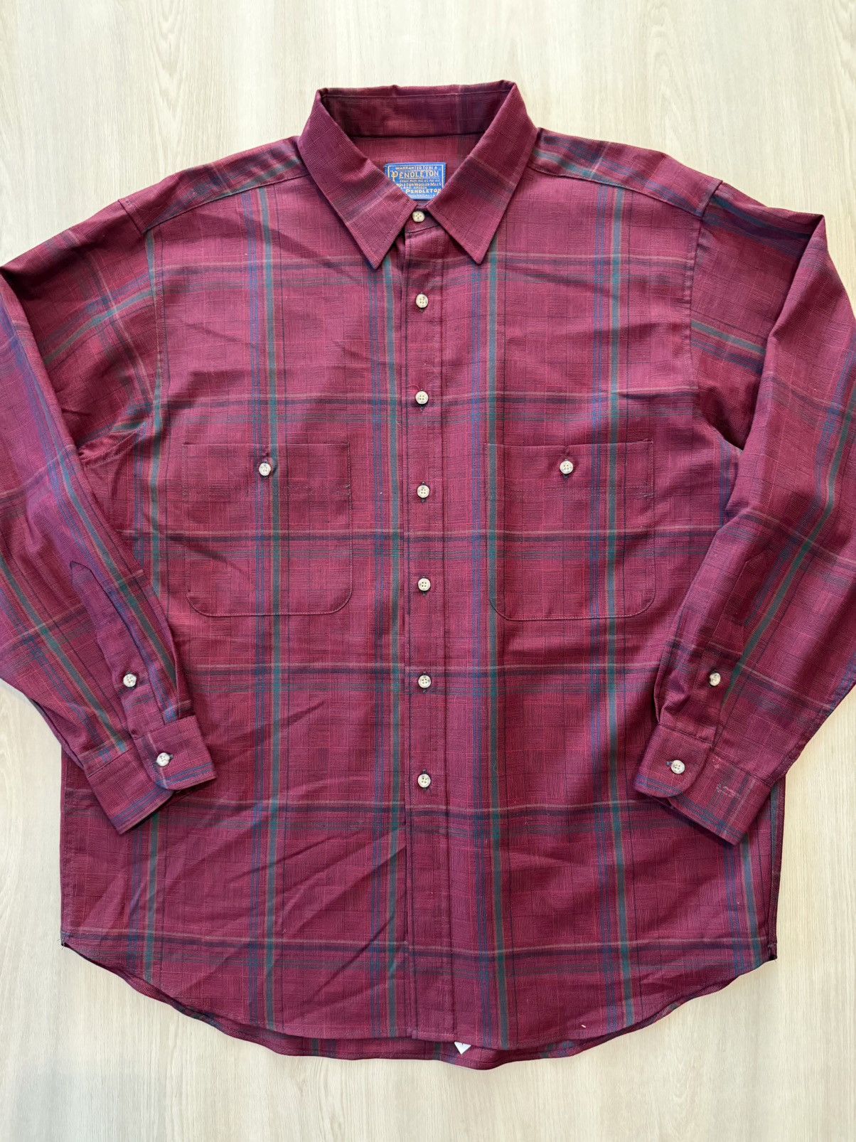 Pendleton Vintage Sir Pendleton Red Plaid 100% Wool Shirt USA Sz XL Size US XL / EU 56 / 4 - 2 Thumbnail