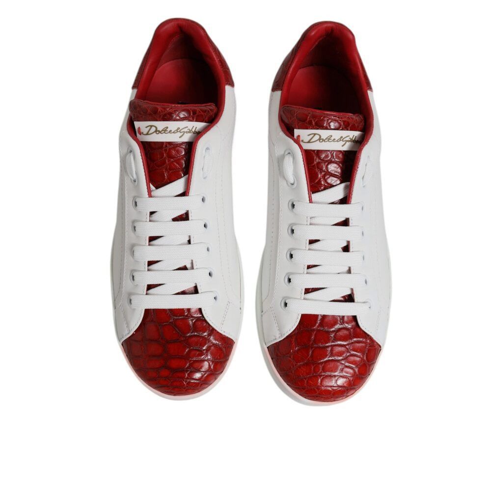 Dolce & Gabbana Dolce & Gabbana White Red Leather Portofino Men Sneaker Shoe Size US 6 / EU 39 - 3 Thumbnail