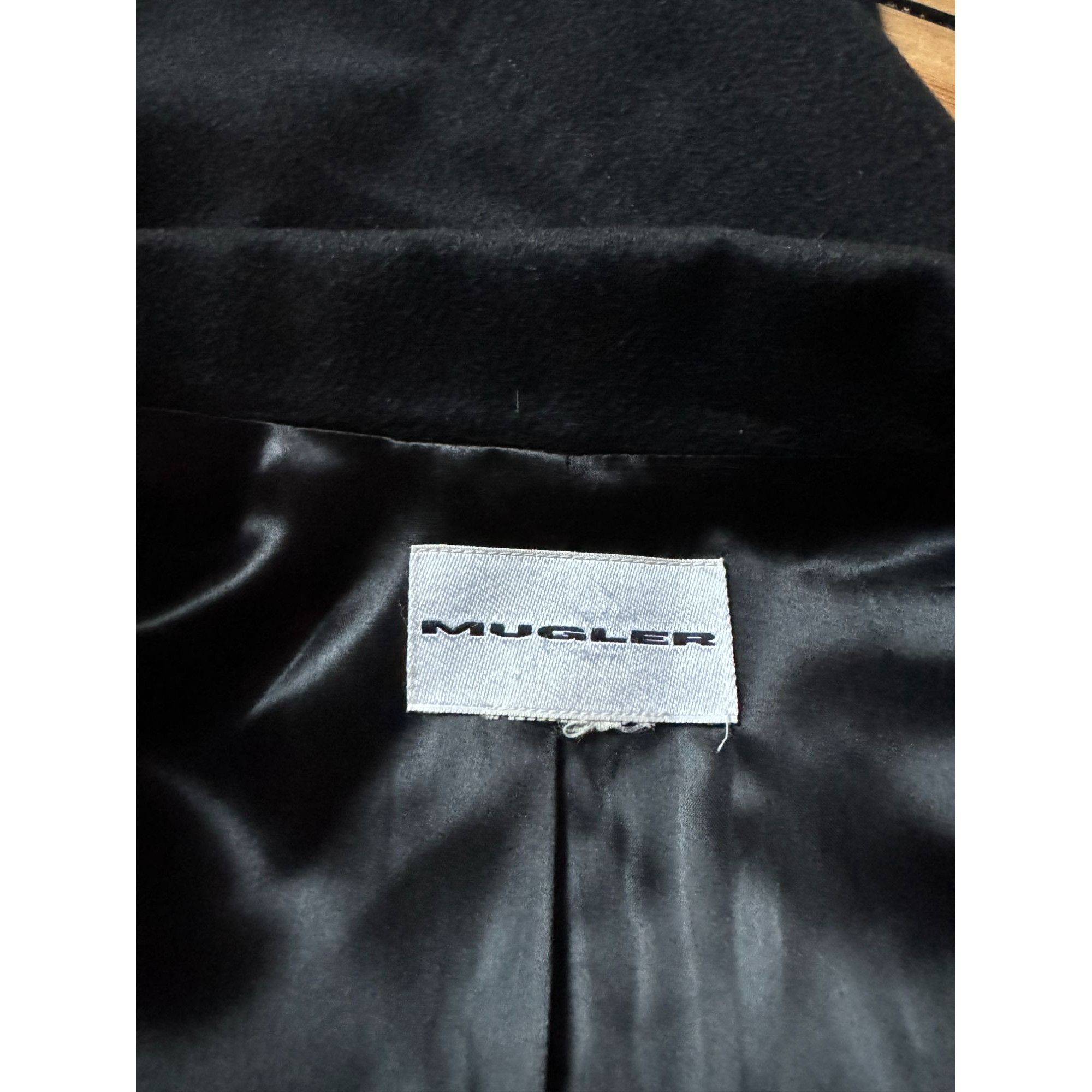 Thierry Mugler Vintage Black Wool Cashmere Angora Coat Size M / US 6-8 / IT 42-44 - 6 Thumbnail