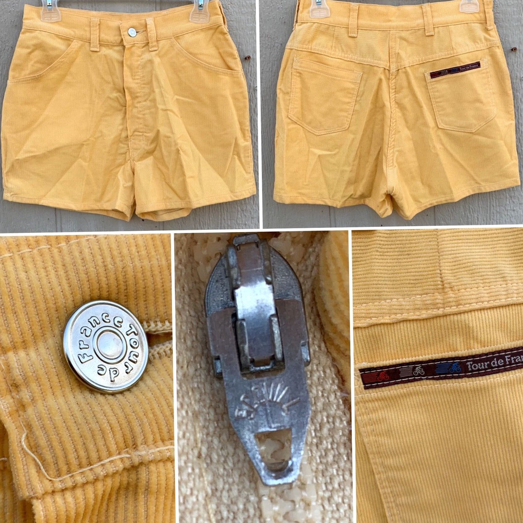 Vintage VINTAGE Tour De France Corduroy Shorts 28 Waist 70s Scovill Zipper Yellow Size 28" / US 6 / IT 42 - 2 Thumbnail