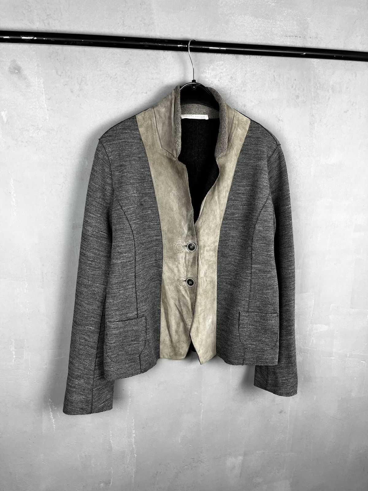 Fabiana Filippi Fabiana Filippi leather wool blazer jacket Size L / US 10 / IT 46 - 1 Thumbnail