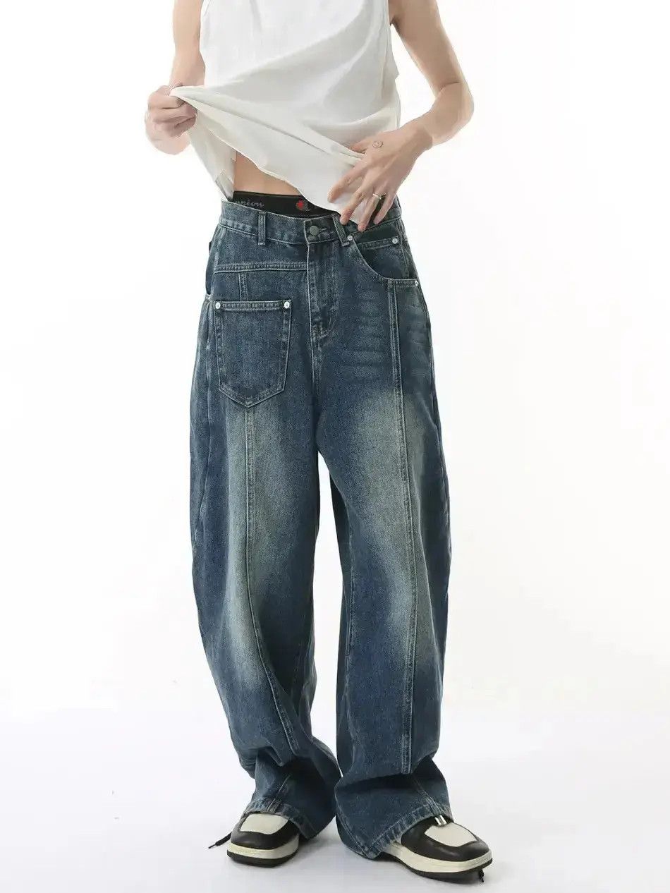 Japanese Brand Retro straight leg curved knife wide leg jeans Size US 32 / EU 48 - 1 Thumbnail