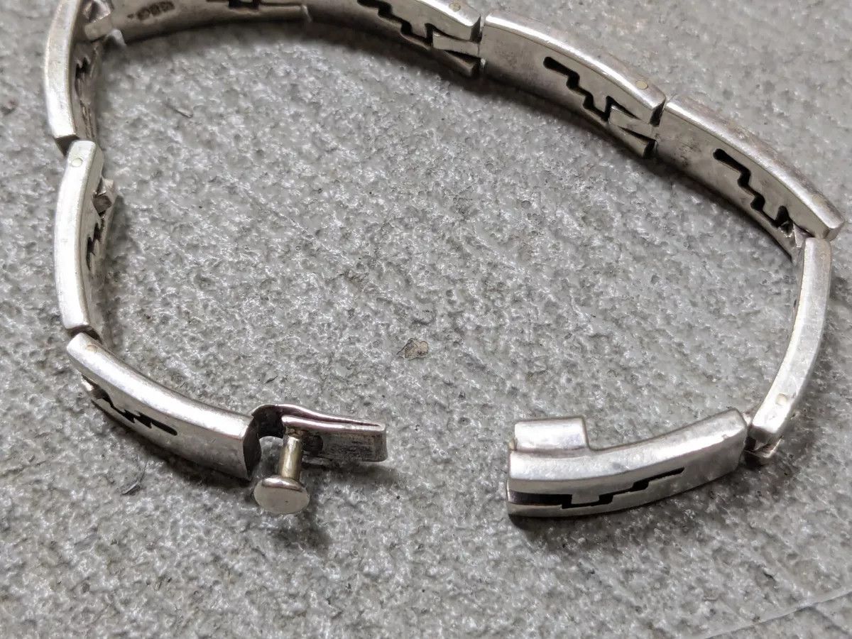 Jewelry Stainless Steel Bracelet Taxco Mexico Rectangle Panel Size ONE SIZE - 12 Thumbnail