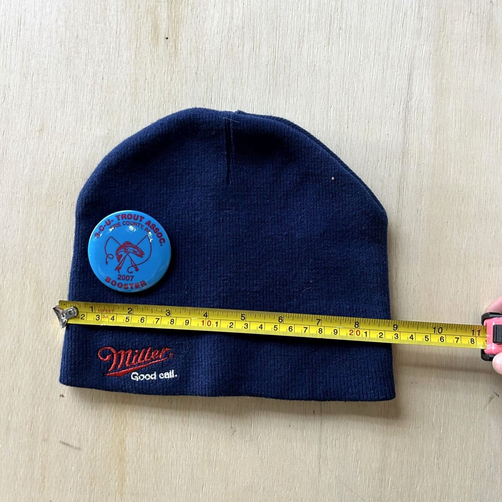 Vintage Miller Beanie Mens One Size Blue Embroidered Miller Logo Good Call Winter Hat Size ONE SIZE - 5 Thumbnail