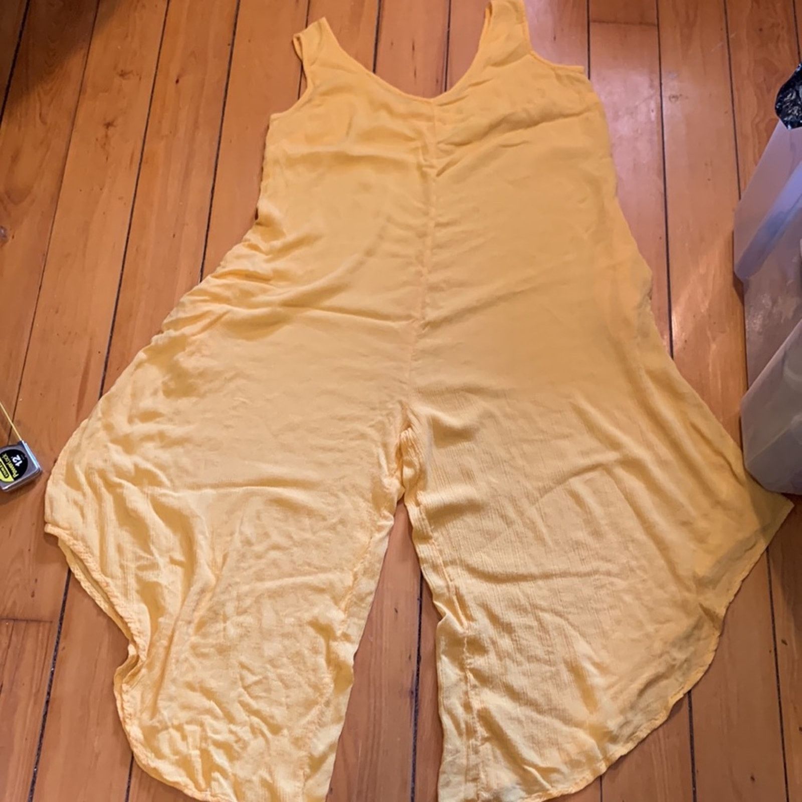 Vintage Goa India Yellow Gauzy Overalls Size 34" / US 12 / IT 48 - 9 Thumbnail