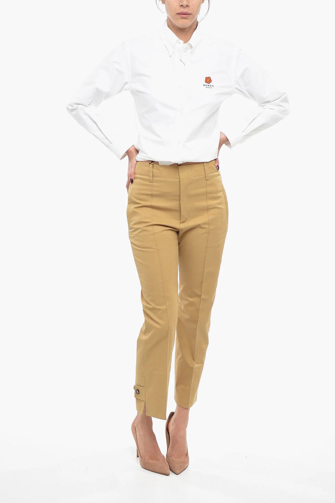 Bottega Veneta og1mm0426 One-Pleat Cotton Tapered Pant in Brown Size 26" / US 2 / IT 38 - 4 Thumbnail