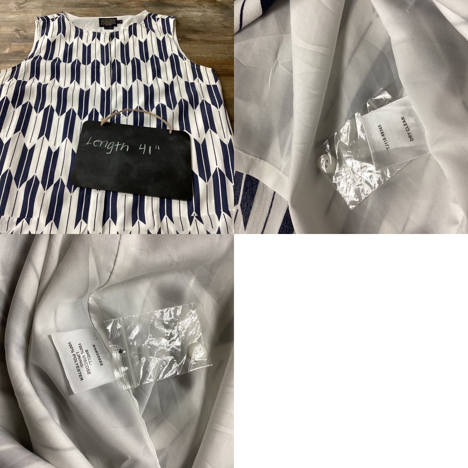 Pendleton Pendleton Dress Sz 6 White Blue Button Down Arrow Print Sleeveless Midi Pockets Size M / US 6-8 / IT 42-44 - 8 Thumbnail