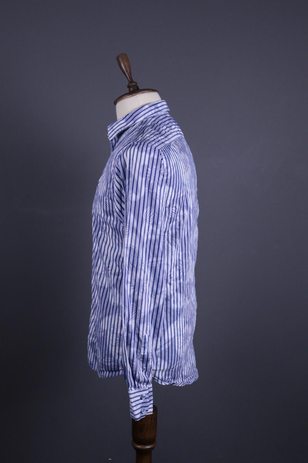 Desigual Desigual Blue Stripe Regular Allover Print Shirt Size M Size US M / EU 48-50 / 2 - 7 Thumbnail