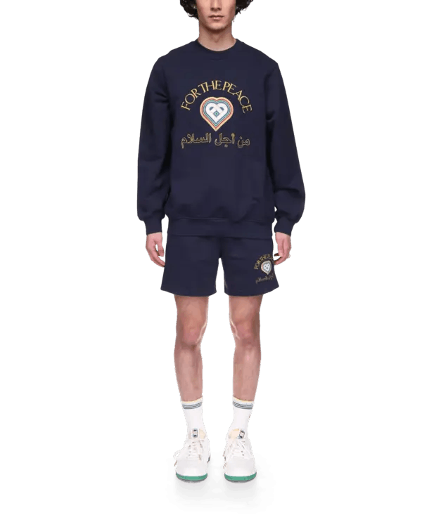 Casablanca o1mle0326 Embroidered Sweatshort For The Peace in Navy Blue Size US 40 / EU 56 - 2 Thumbnail