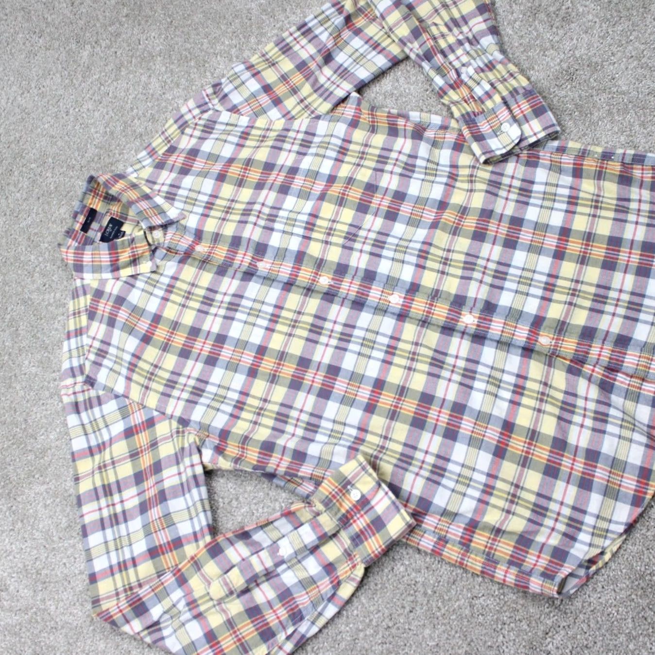 J.Crew J.CREW Slim Fit Plaid Shirt Mens Medium Red Blue Yellow Button-Down L/S Cotton Shirt Size US M / EU 48-50 / 2 - 7 Thumbnail