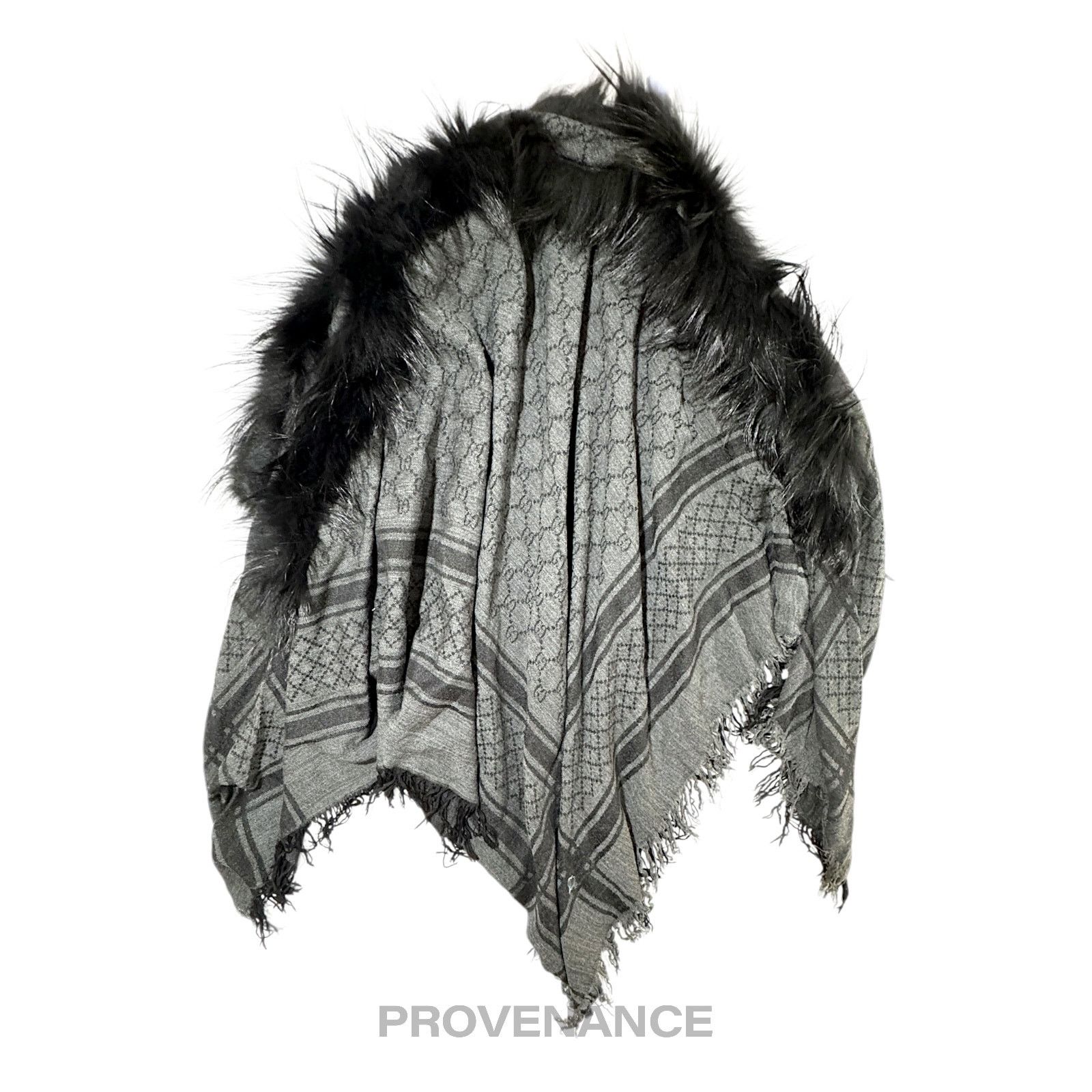 Gucci 🔴 Gucci Survie Fox Shawl Scarf - GG Black Charcoal Size ONE SIZE - 1 Thumbnail