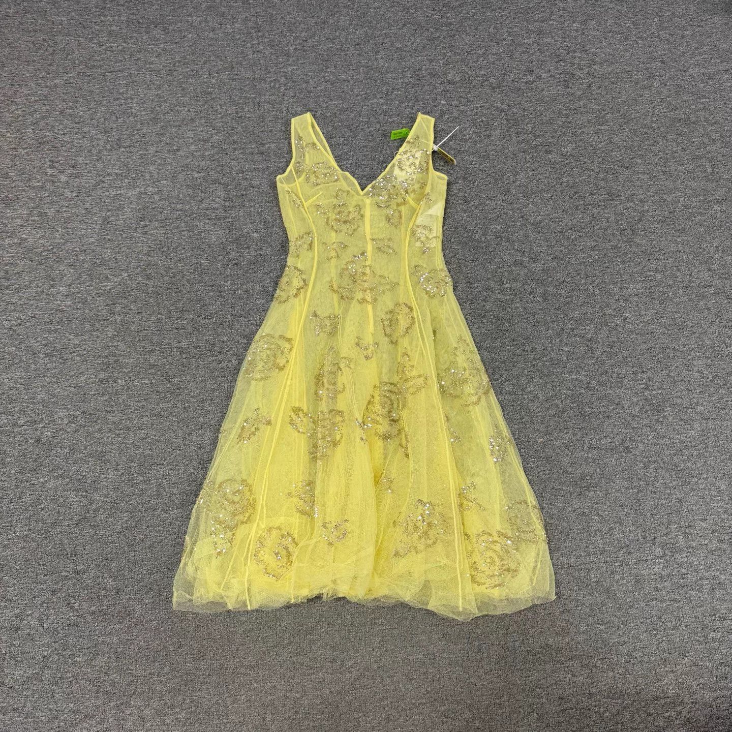 Dior Dior SS Sequin Floral Yellow Tulle Dress 36 99New Size S / US 4 / IT 40 - 1 Thumbnail