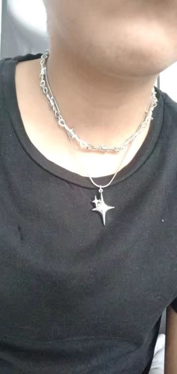 Jewelry Barbed Wire Small Thorn Chain Collar Choker Necklace Size ONE SIZE - 2 Thumbnail