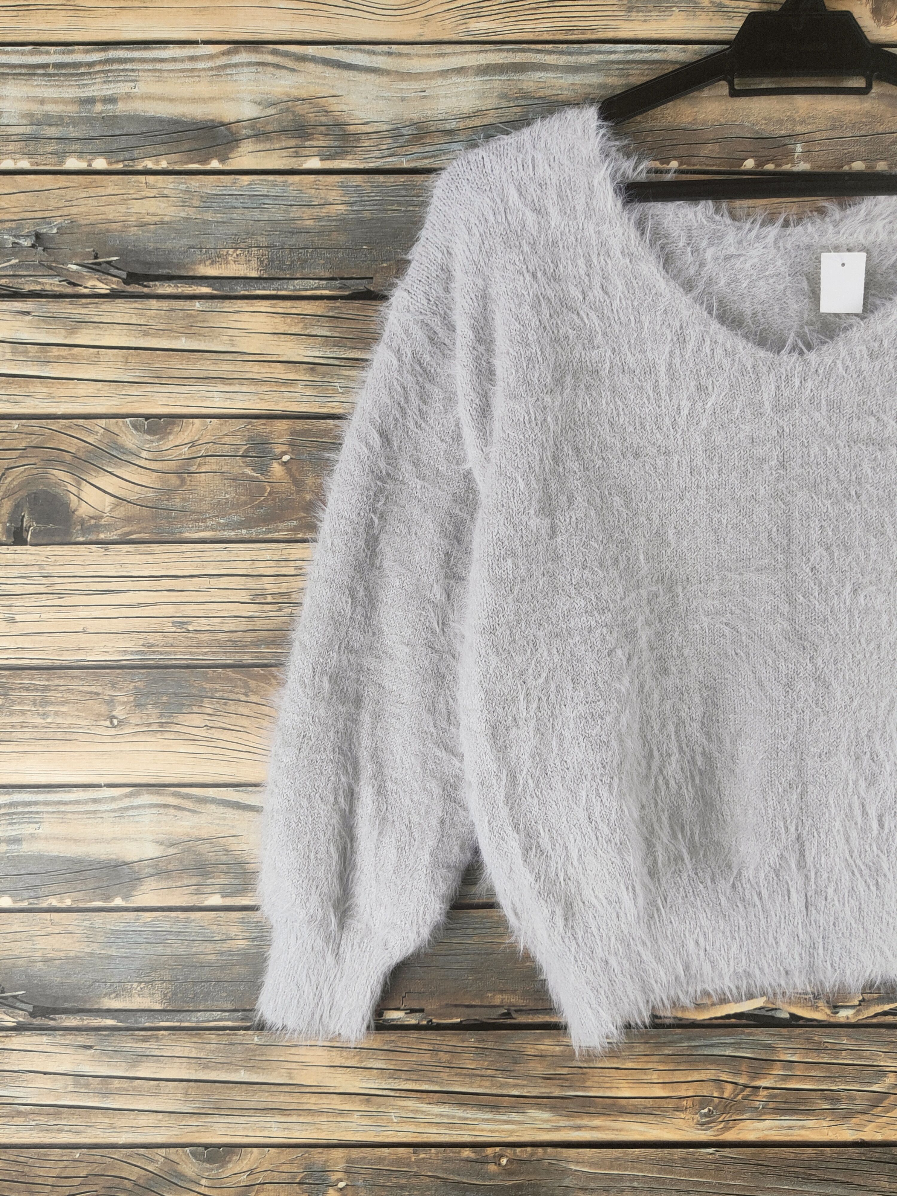 Japanese Brand DL Japanese Brand Gray shaggy Fur Mohair Knitwear #46-501 Size S / US 4 / IT 40 - 3 Thumbnail