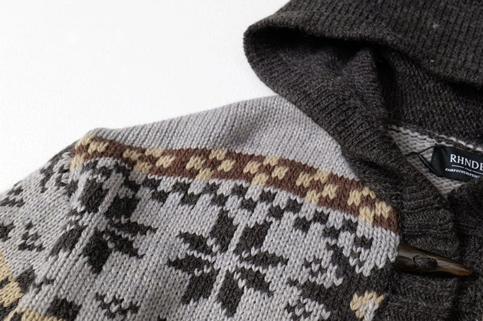Vintage Gray Patterned Hooded Wool Blend Cardigan Sweater Size US M / EU 48-50 / 2 - 5 Thumbnail