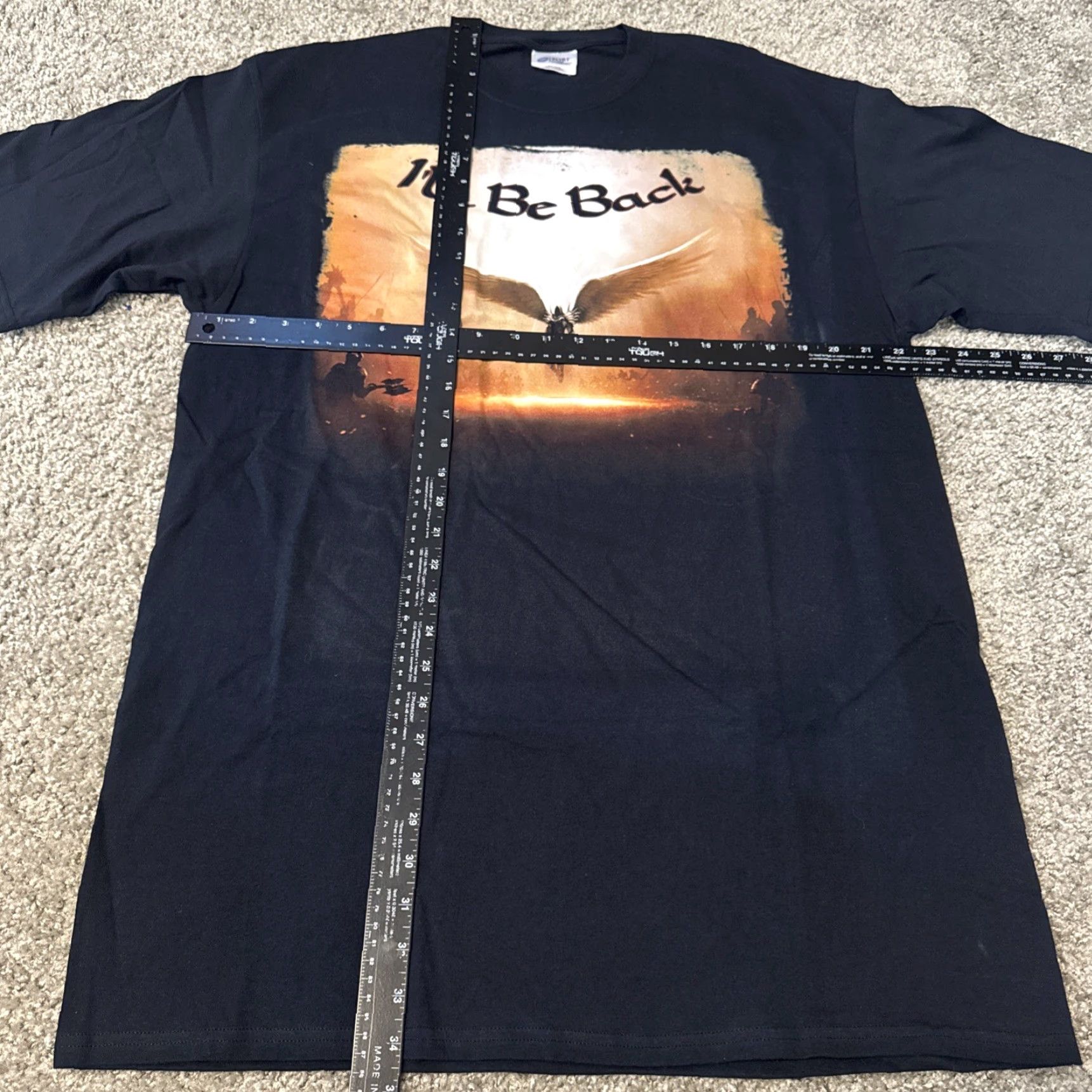 Port & Company VINTAGE I’ll Be Back Demon Angel Warrior Fantasy Video Game Black T-Shirt XL-T Size US XL / EU 56 / 4 - 8 Thumbnail