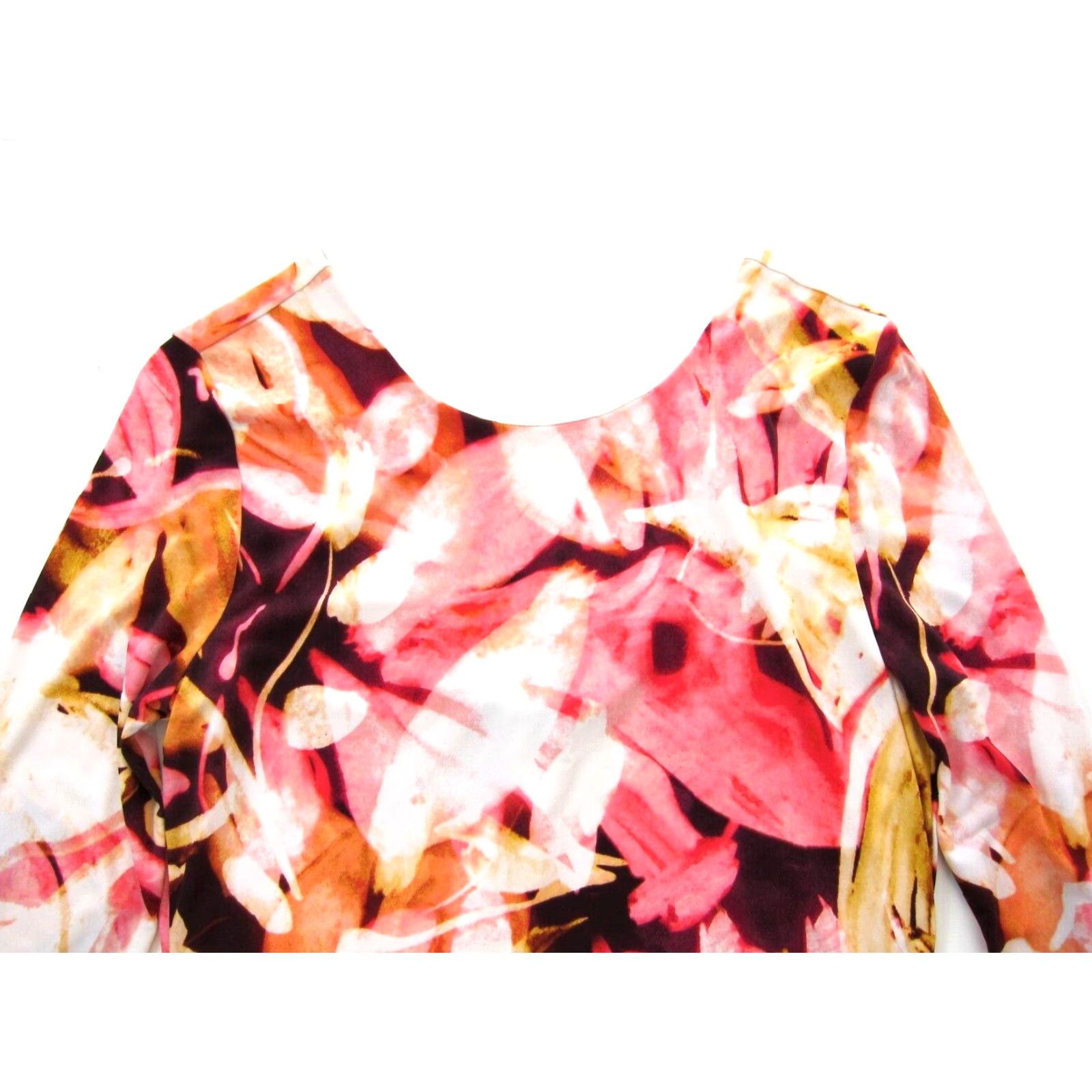 Pinko Jennifer Lopez Pink Floral Stretch Long Sleeve Low Back Sheath Dress L Size L / US 10 / IT 46 - 3 Thumbnail